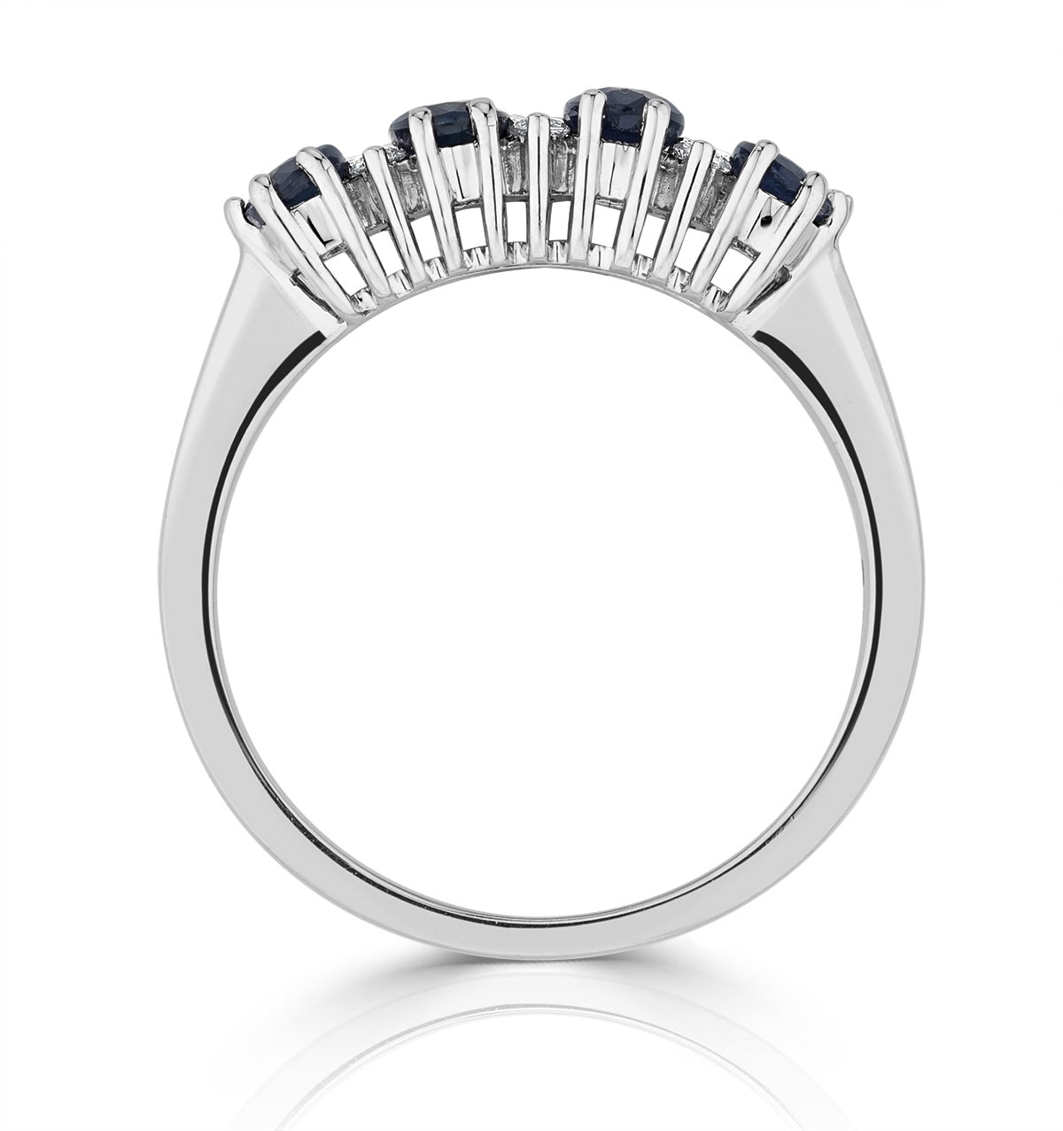 Sapphire 5 x 3mm And Diamond 9K White Gold Ring A4452